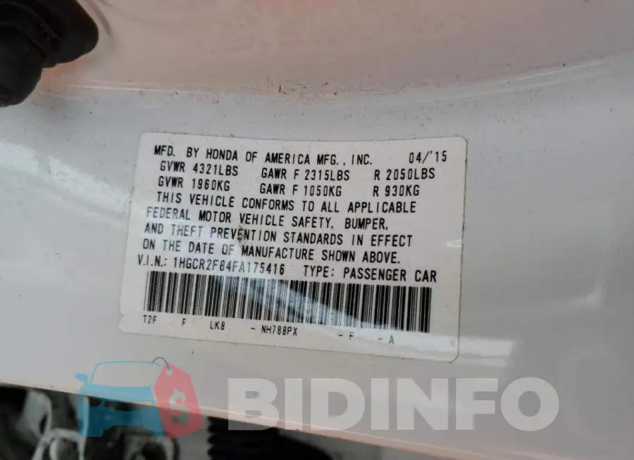 1HGCR2F84FA175416 Photo# 10