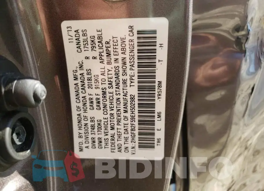 2HGFB2F59EH502982 Photo# 10