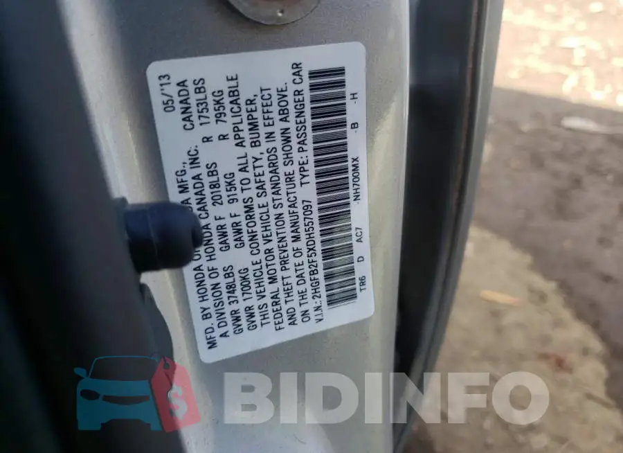 2HGFB2F5XDH557097 Photo# 10