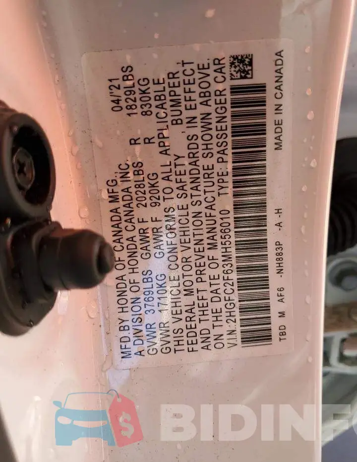 2HGFC2F63MH556010 Photo# 10
