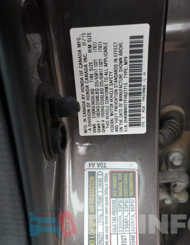 2HKRM4H77FH627715 Photo# 10