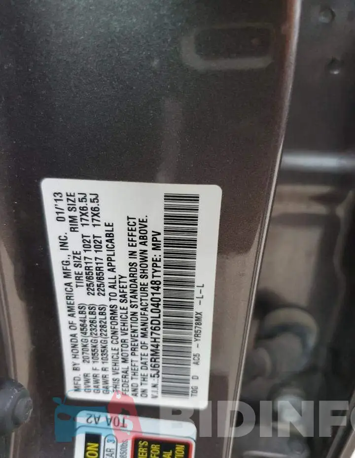5J6RM4H76DL040148 Photo# 13