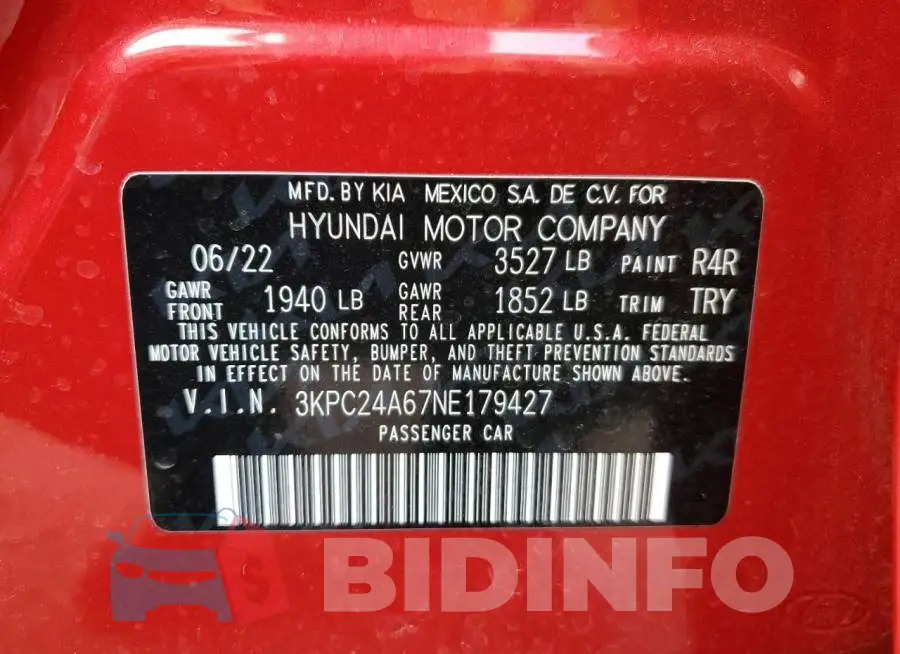 3KPC24A67NE179427 Photo# 12