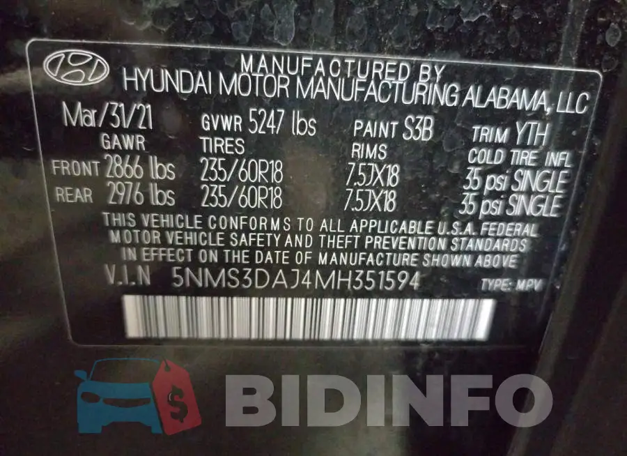 5NMS3DAJ4MH351594 Photo# 10