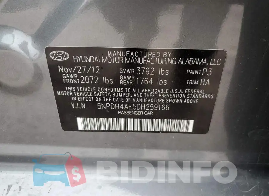 5NPDH4AE5DH259166 Photo# 13