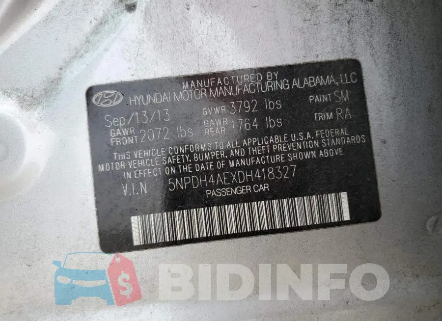 5NPDH4AEXDH418327 Photo# 12