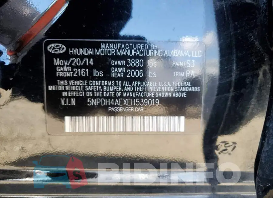 5NPDH4AEXEH539019 Photo# 12