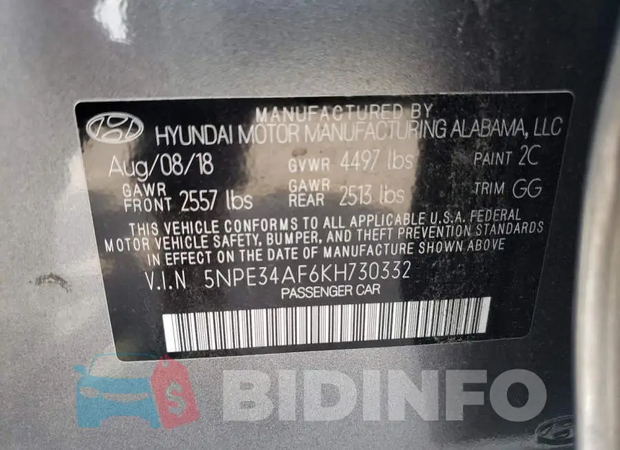 5NPE34AF6KH730332 Photo# 10