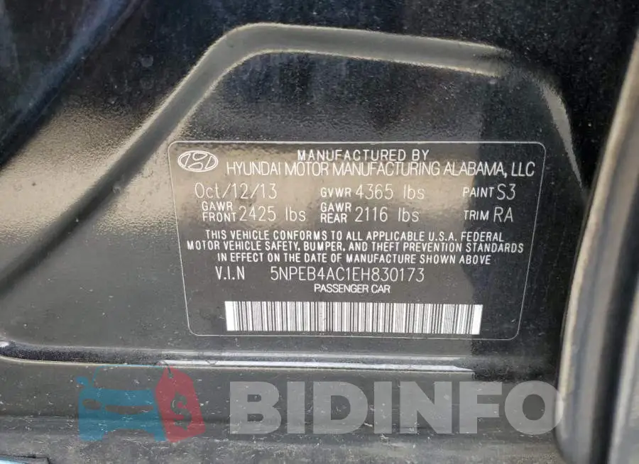 5NPEB4AC1EH830173 Photo# 10
