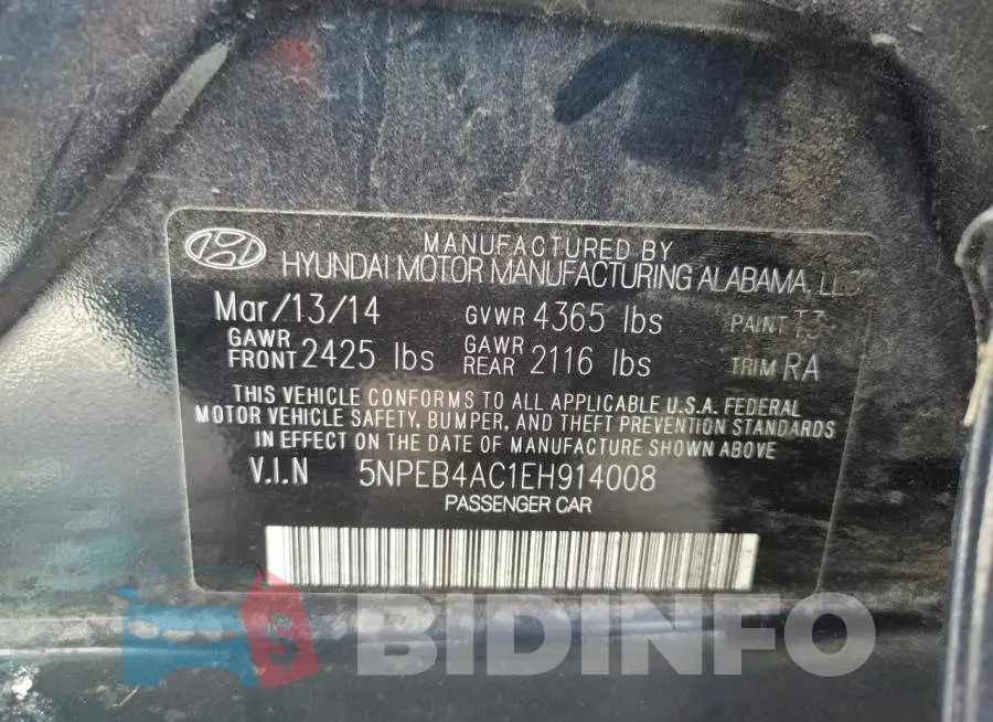 5NPEB4AC1EH914008 Photo# 12