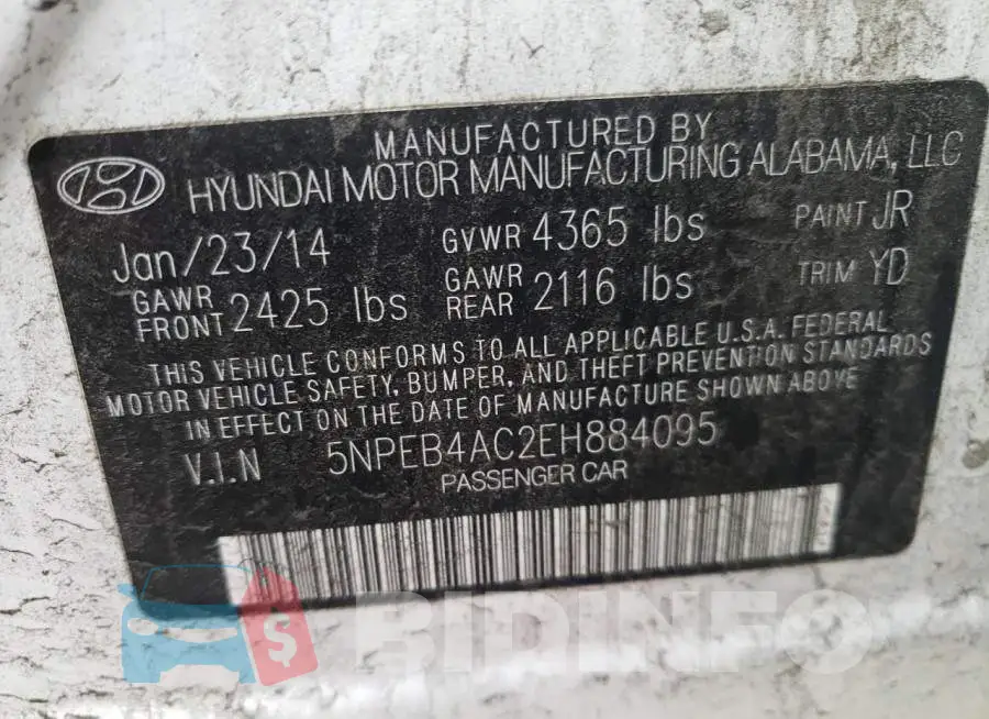 5NPEB4AC2EH884095 Photo# 10