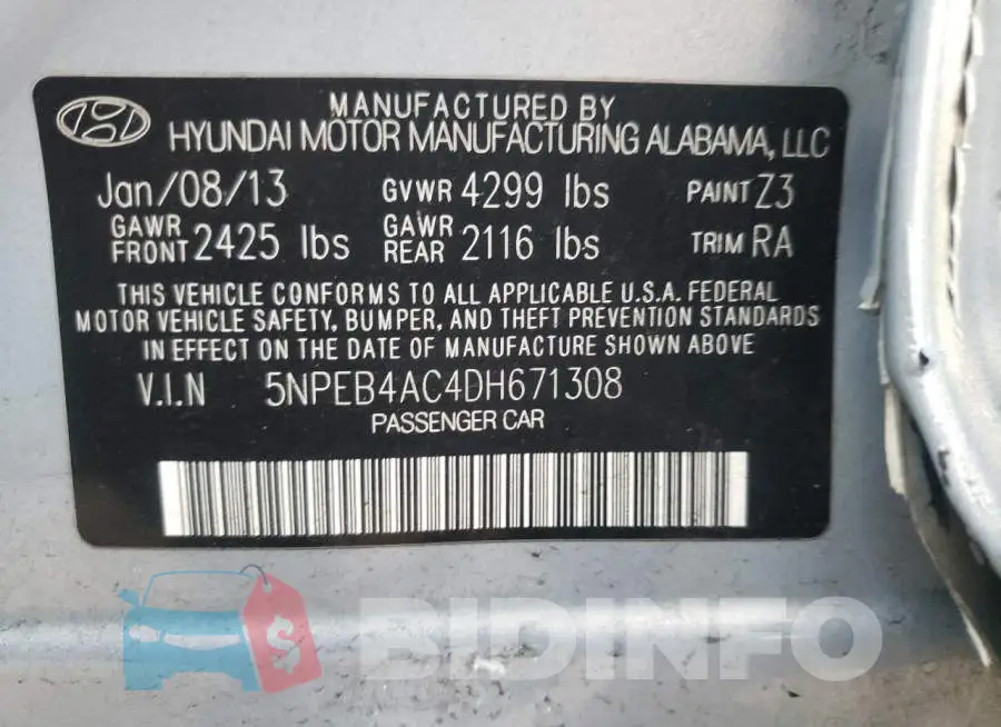 5NPEB4AC4DH671308 Photo# 12