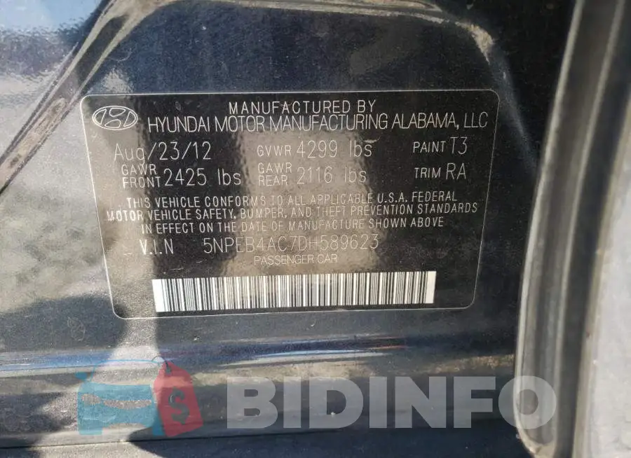 5NPEB4AC7DH589623 Photo# 10