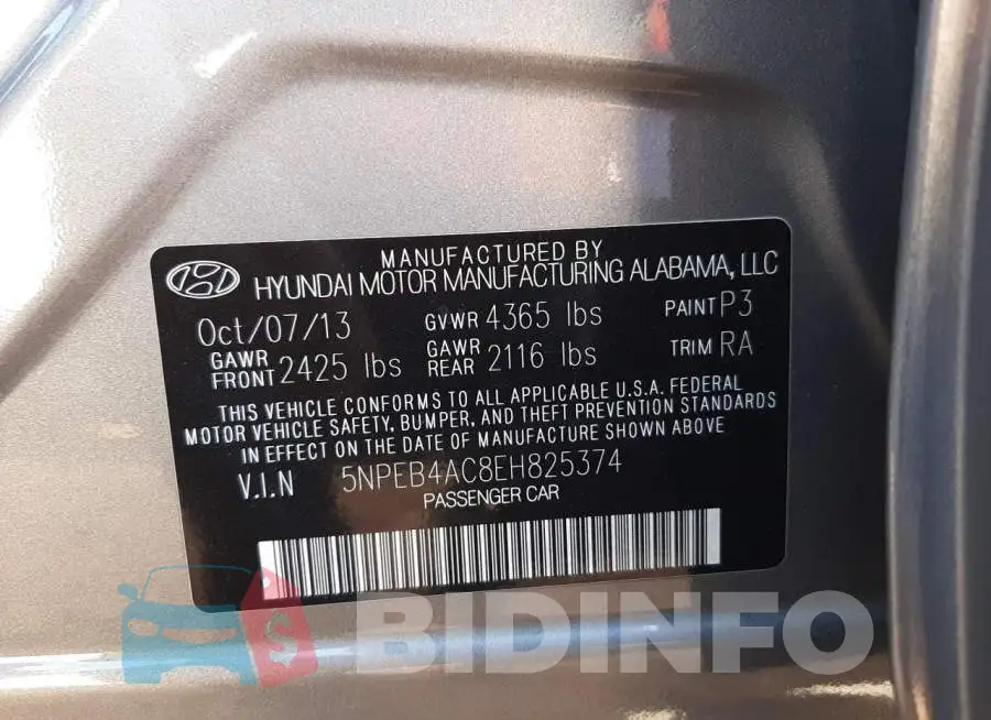 5NPEB4AC8EH825374 Photo# 12