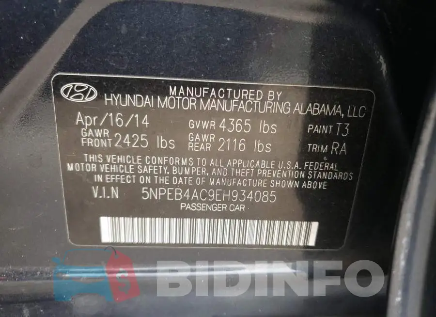 5NPEB4AC9EH934085 Photo# 10