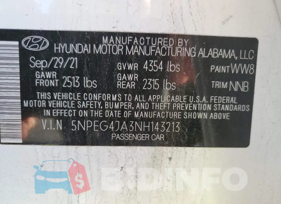 5NPEG4JA3NH143213 Photo# 10