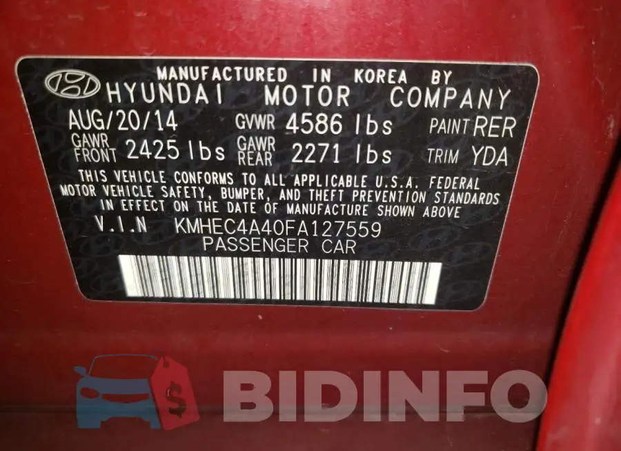 KMHEC4A40FA127559 Photo# 10