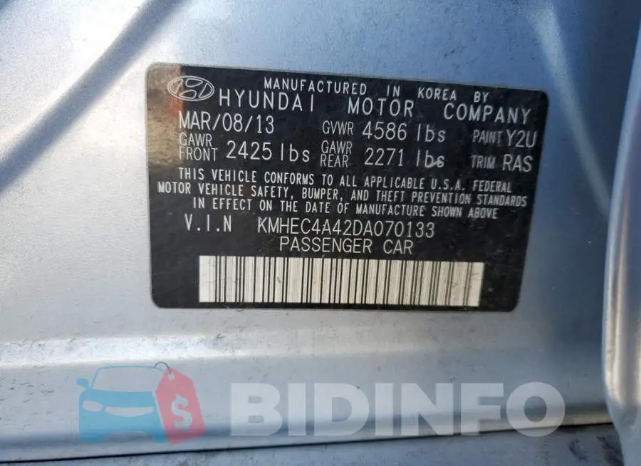 KMHEC4A42DA070133 Photo# 12