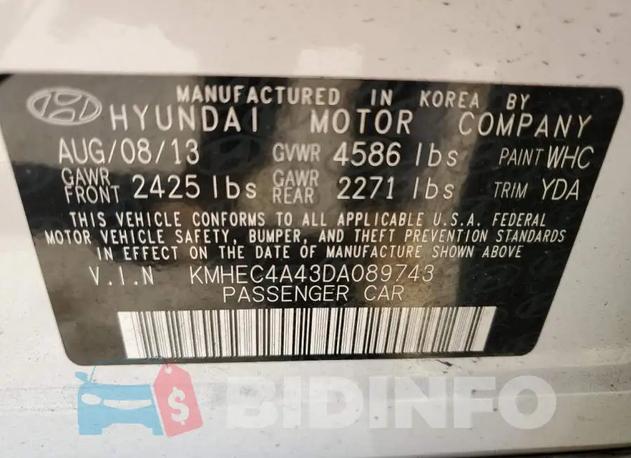 KMHEC4A43DA089743 Photo# 12