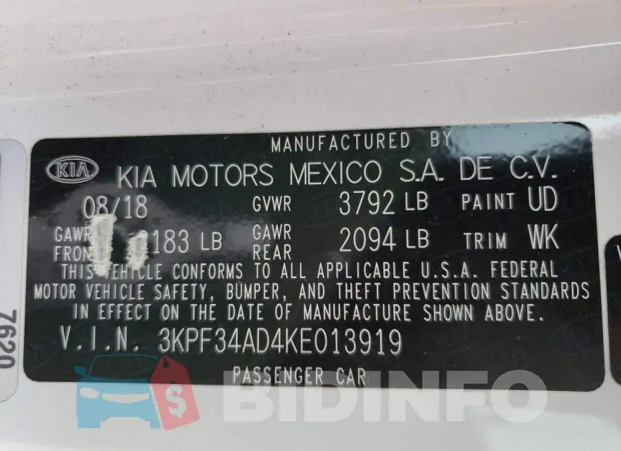 3KPF34AD4KE013919 Photo# 12