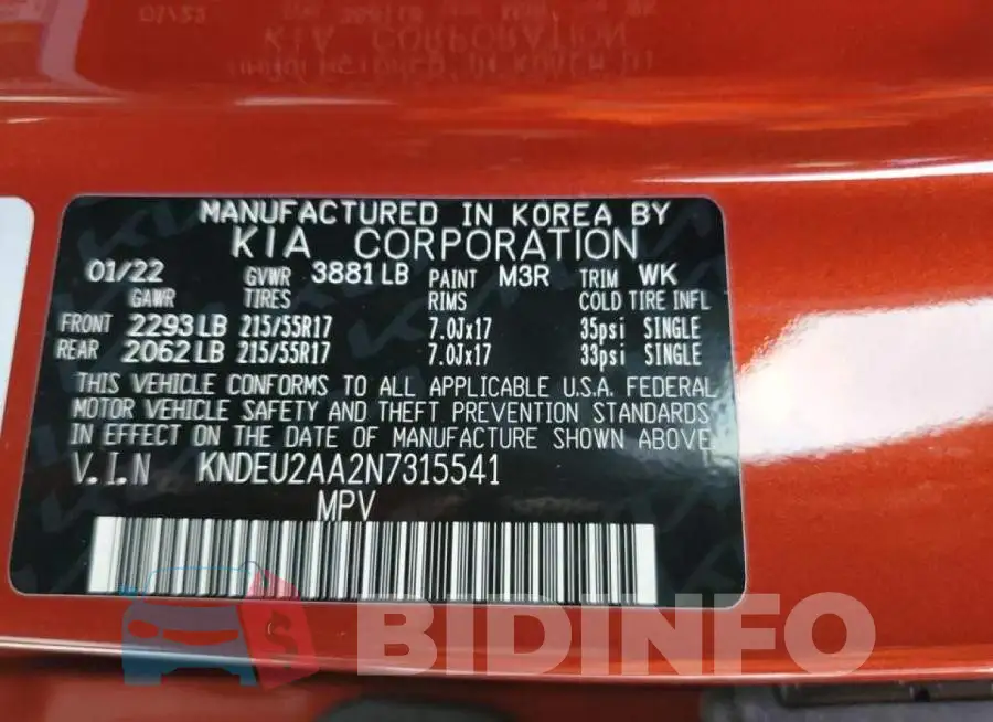 KNDEU2AA2N7315541 Photo# 10