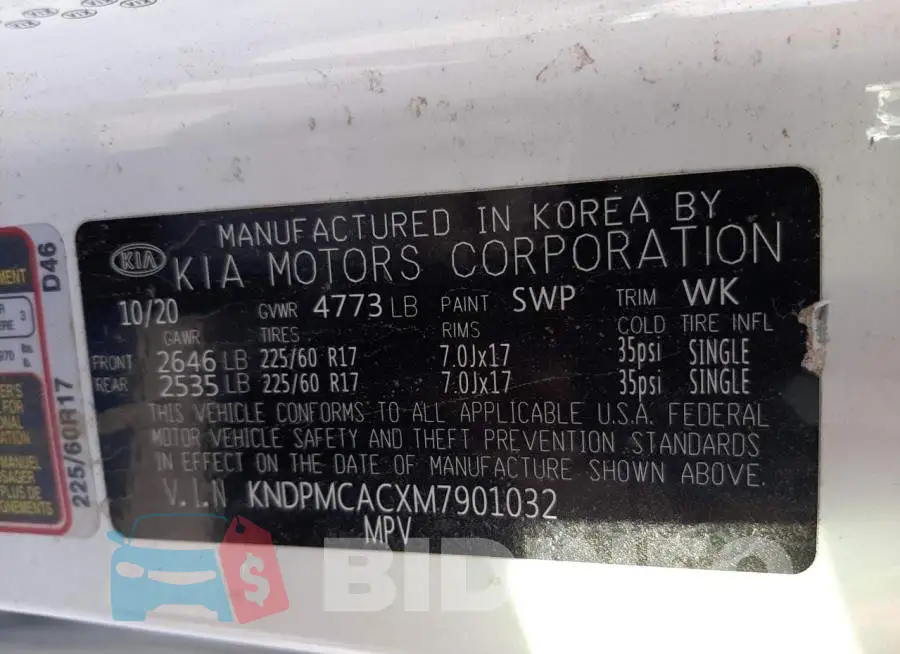 KNDPMCACXM7901032 Photo# 13