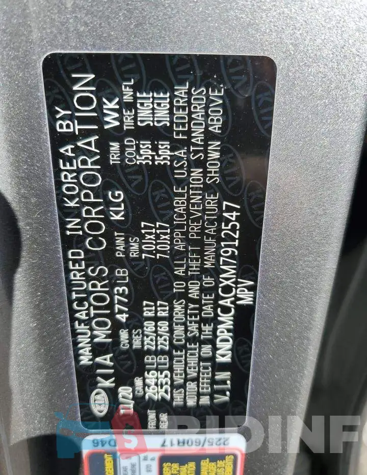 KNDPMCACXM7912547 Photo# 10