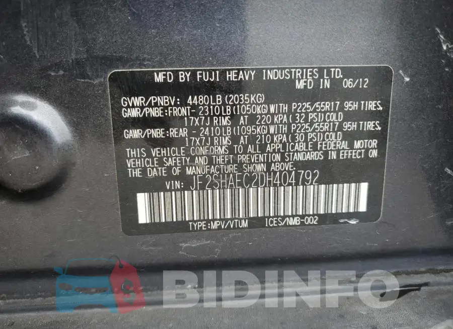 JF2SHAEC2DH404792 Photo# 10