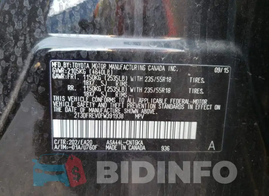 2T3DFREV0FW391938 Photo# 10