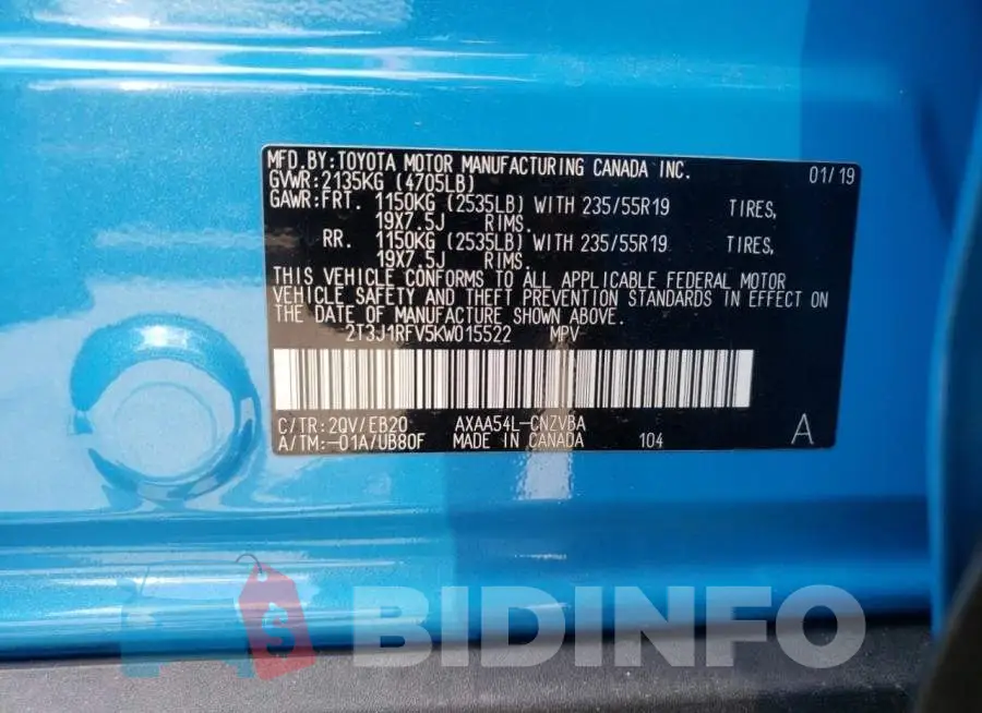 2T3J1RFV5KW015522 Photo# 10