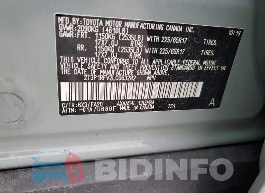 2T3P1RFV2LC063282 Photo# 10