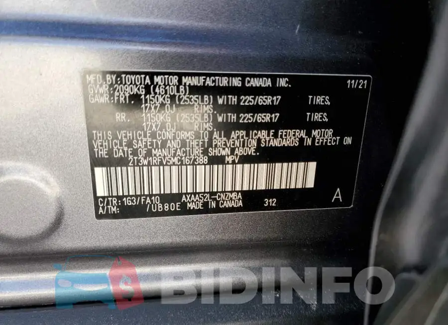 2T3W1RFV5MC167388 Photo# 13