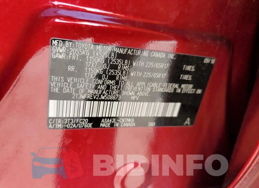 2T3WFREV2JW508873 Photo# 12