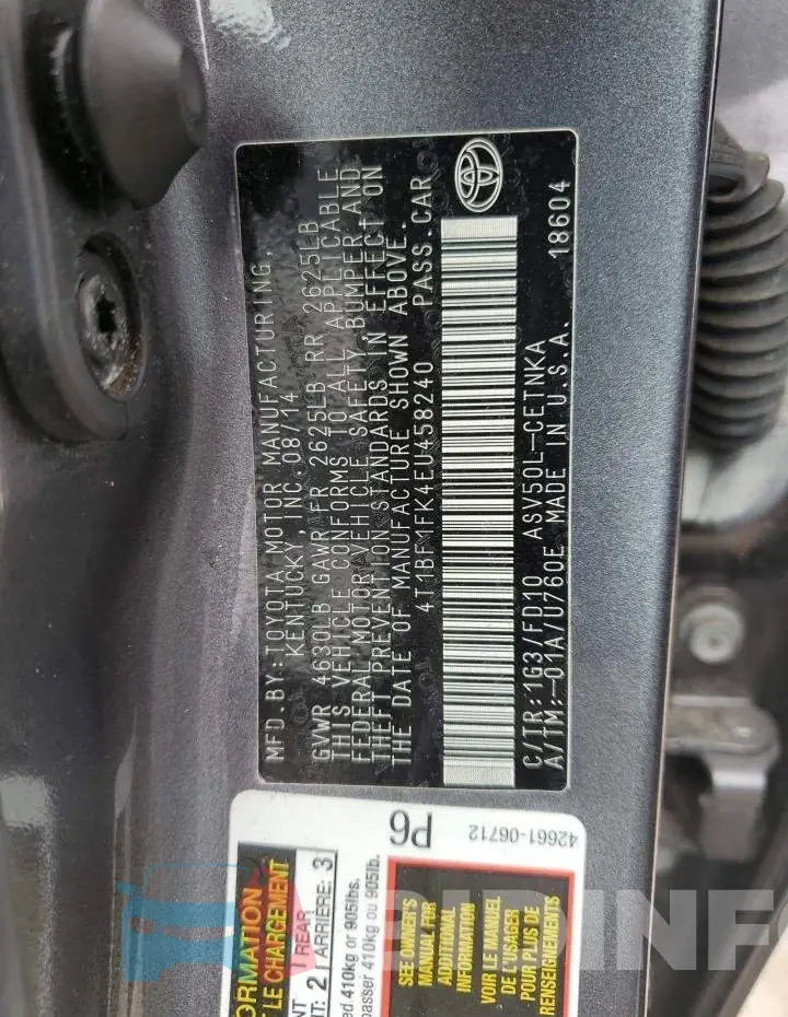 4T1BF1FK4EU458240 Photo# 13