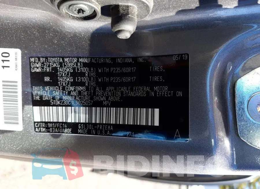 5TDKZ3DC1LS025057 Photo# 10