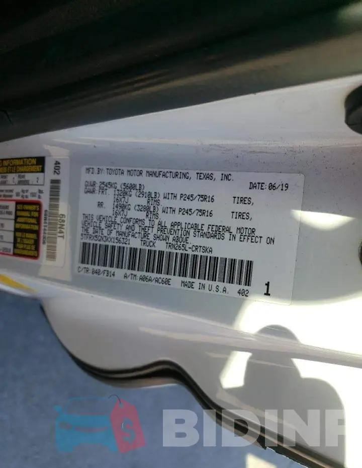 5TFRX5GN3KX156321 Photo# 13