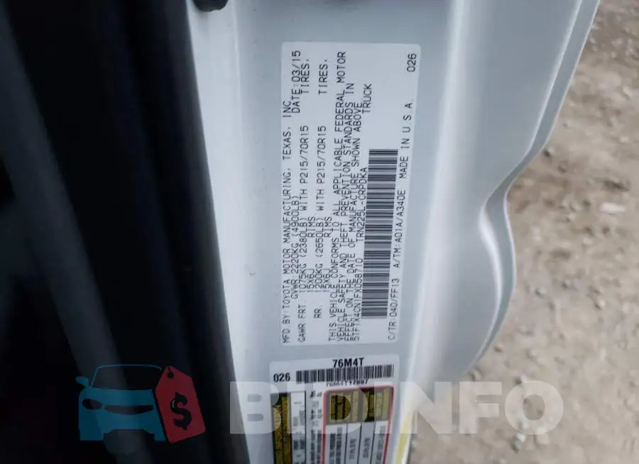 5TFTX4CN1FX058710 Photo# 12