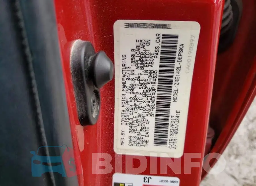 5YFBU4EEXDP184335 Photo# 12