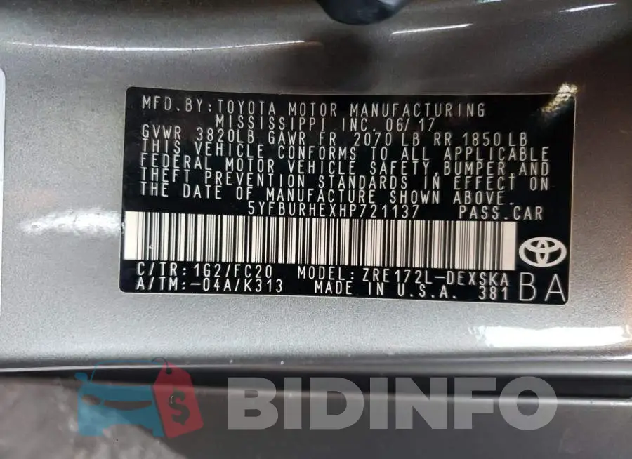 5YFBURHEXHP721137 Photo# 12