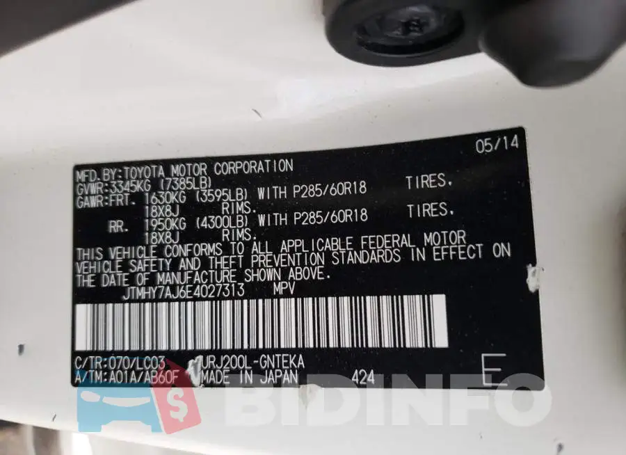 JTMHY7AJ6E4027313 Photo# 14