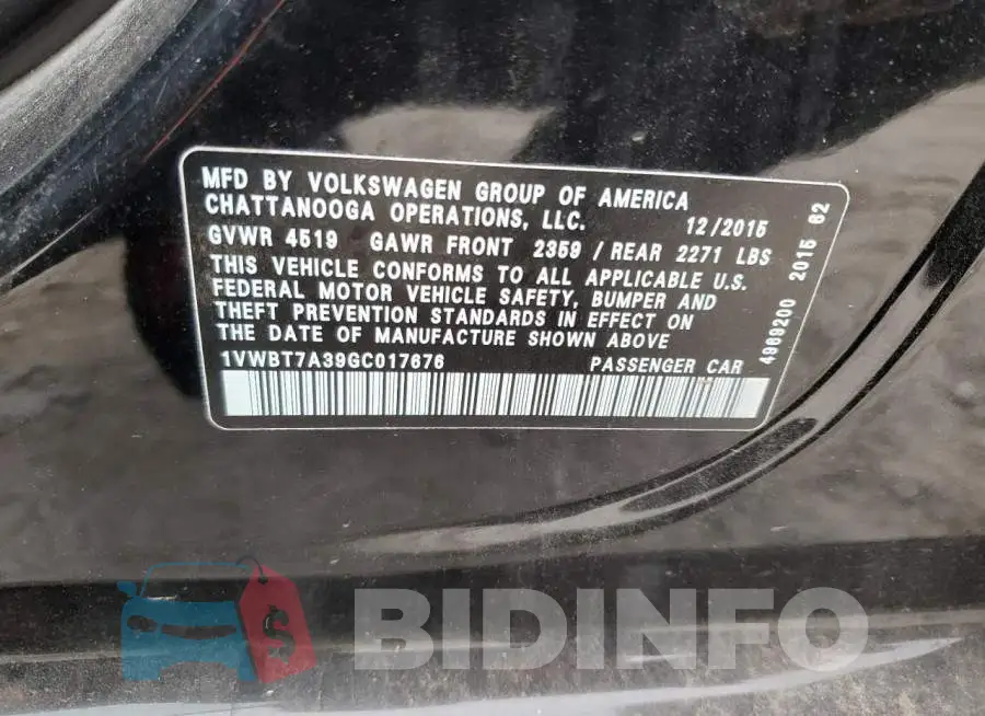1VWBT7A39GC017676 Photo# 13