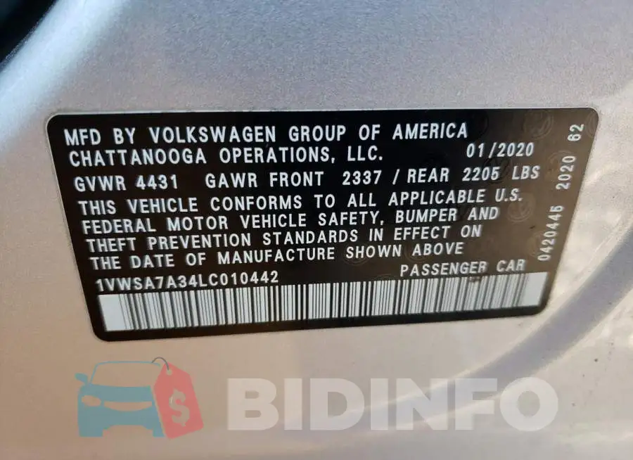 1VWSA7A34LC010442 Photo# 13
