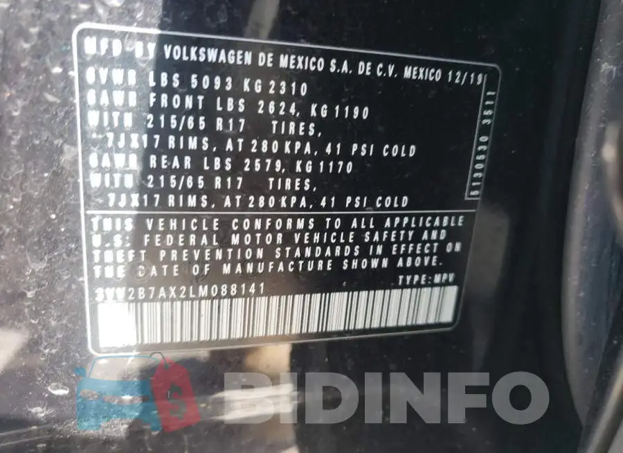3VV2B7AX2LM088141 Photo# 10
