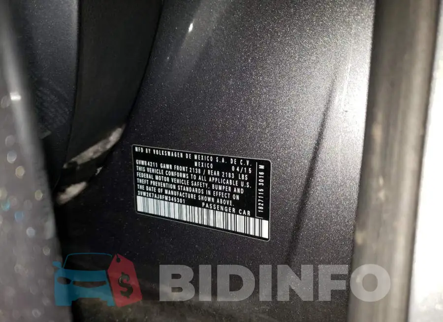 3VW2K7AJ8FM345301 Photo# 12