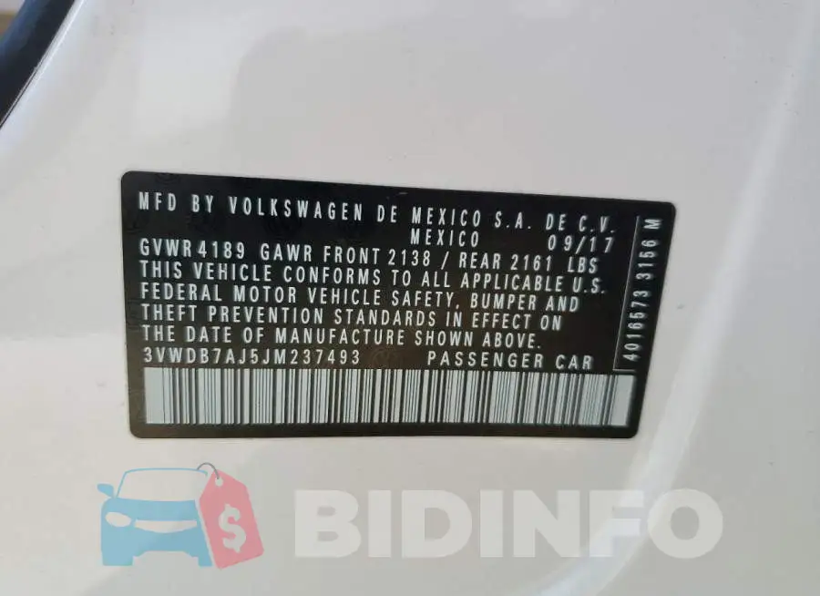 3VWDB7AJ5JM237493 Photo# 10