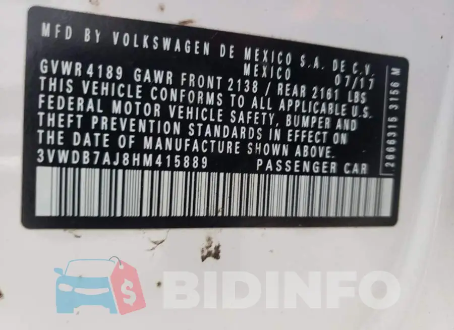 3VWDB7AJ8HM415889 Photo# 12