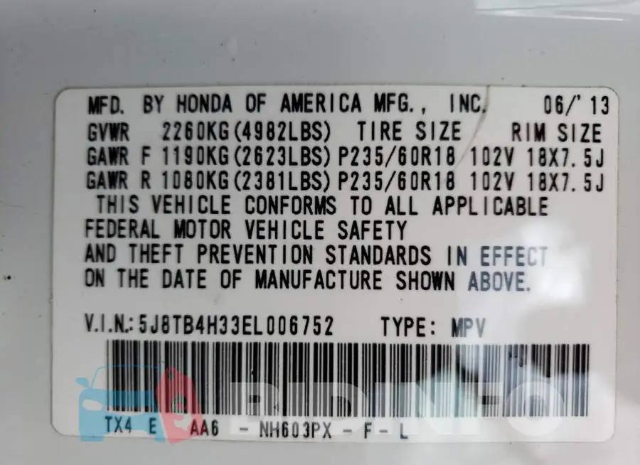 5J8TB4H33EL006752 Photo# 14