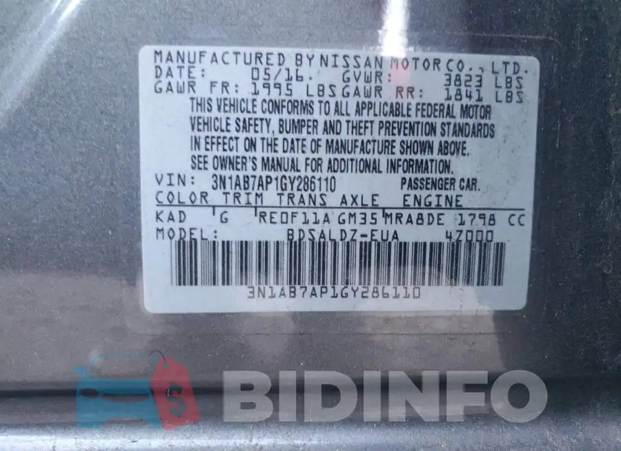 3N1AB7AP1GY286110 Photo# 12