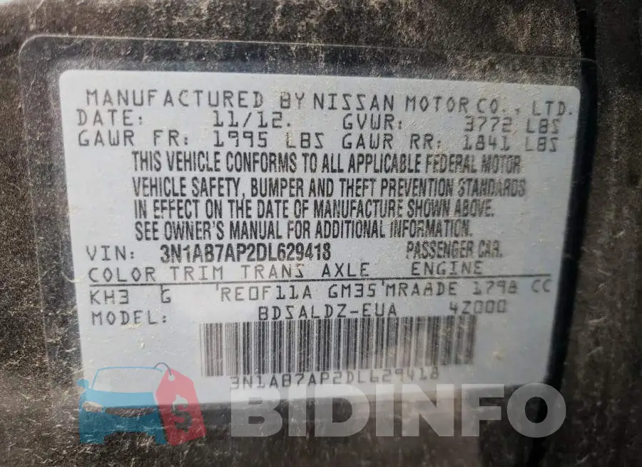 3N1AB7AP2DL629418 Photo# 10