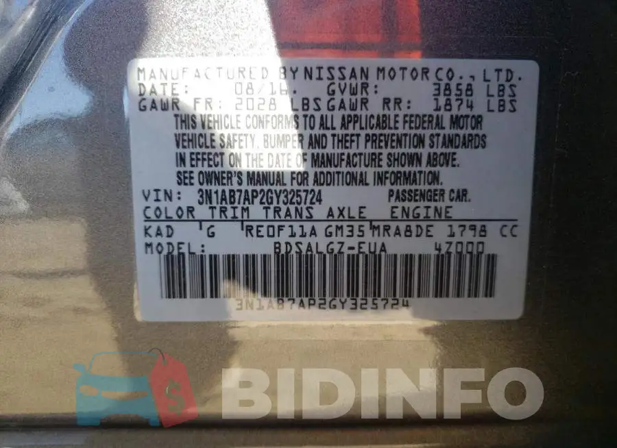 3N1AB7AP2GY325724 Photo# 12